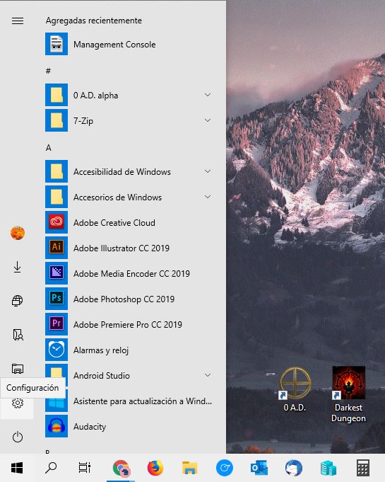 Accediendo a la Configuración de Windows 10 desde el menú Inicio