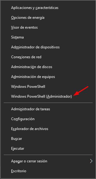 Abrir Windows PowerShell con el atajo WIN+X