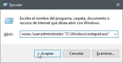 Abrir un programa con otro usuario con el comando runas