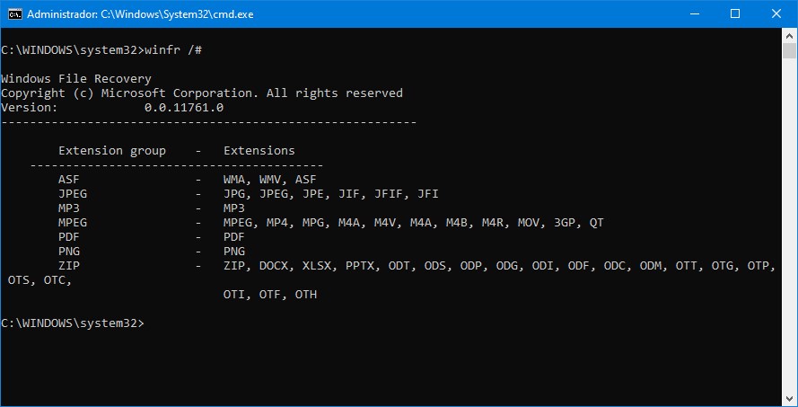 archivos compatibles windows file recovery