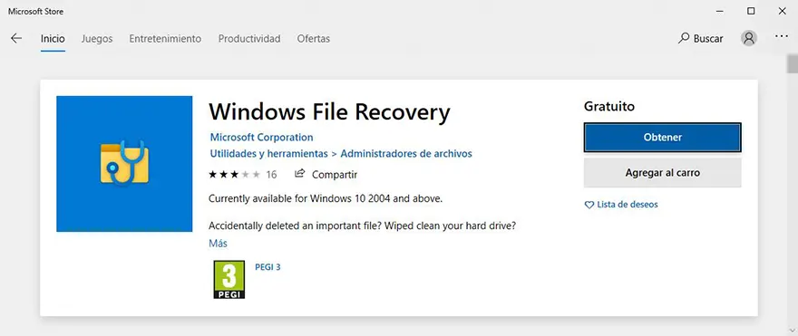 instalar windows file recovery