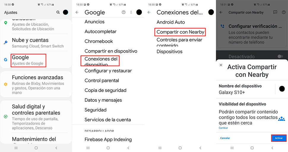 activar nearby share android