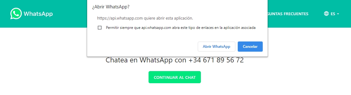 enviar whatsapp a uno mismo